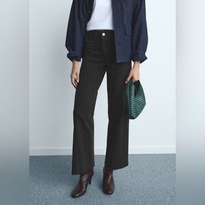 NWT MNG MANGO CATHERIN CULOTTE BLACK HIGH-RISE JEANS Size 4